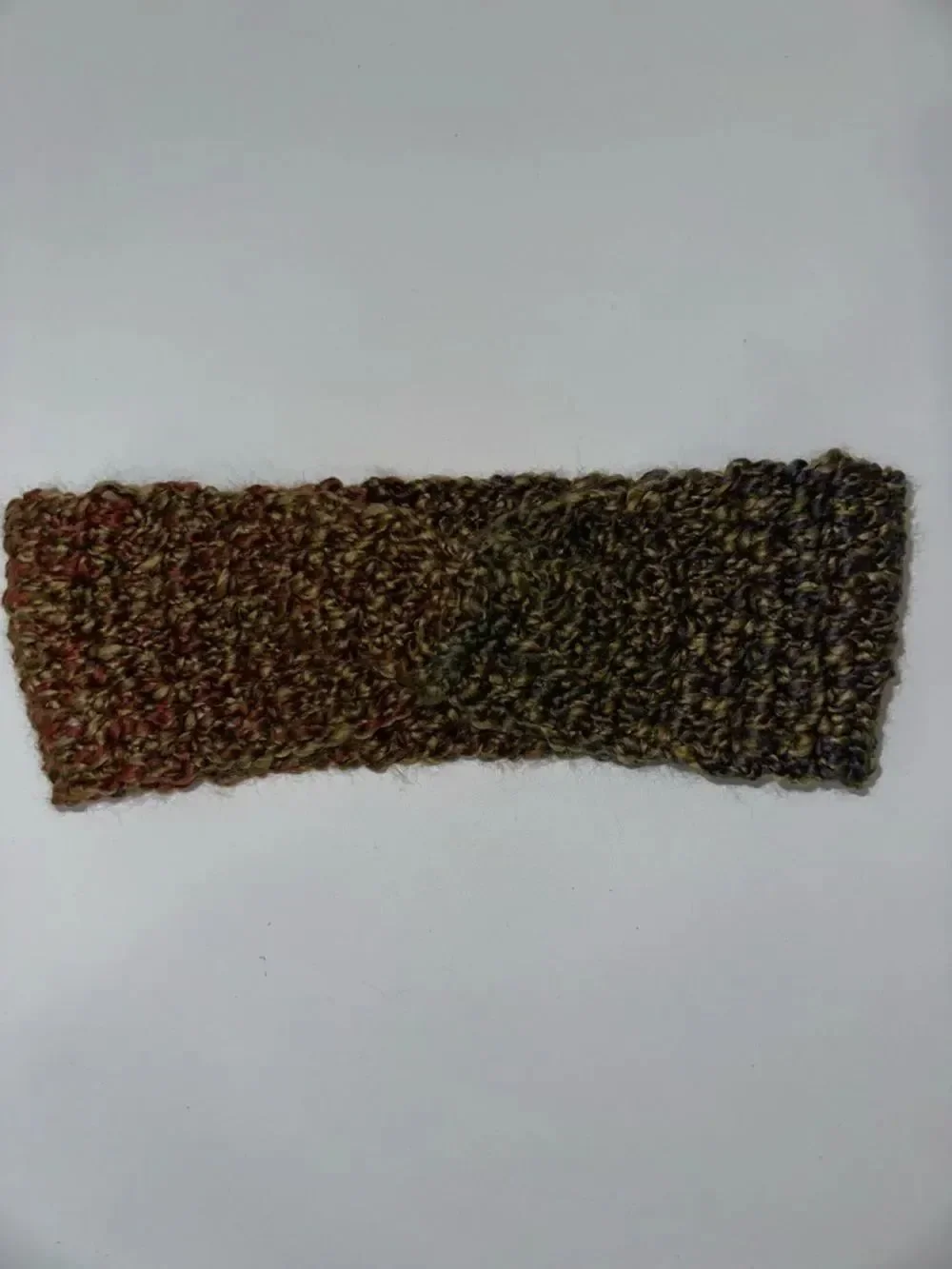 Hand Crochet Camo Green Purple Burgundy Twist Front Headband